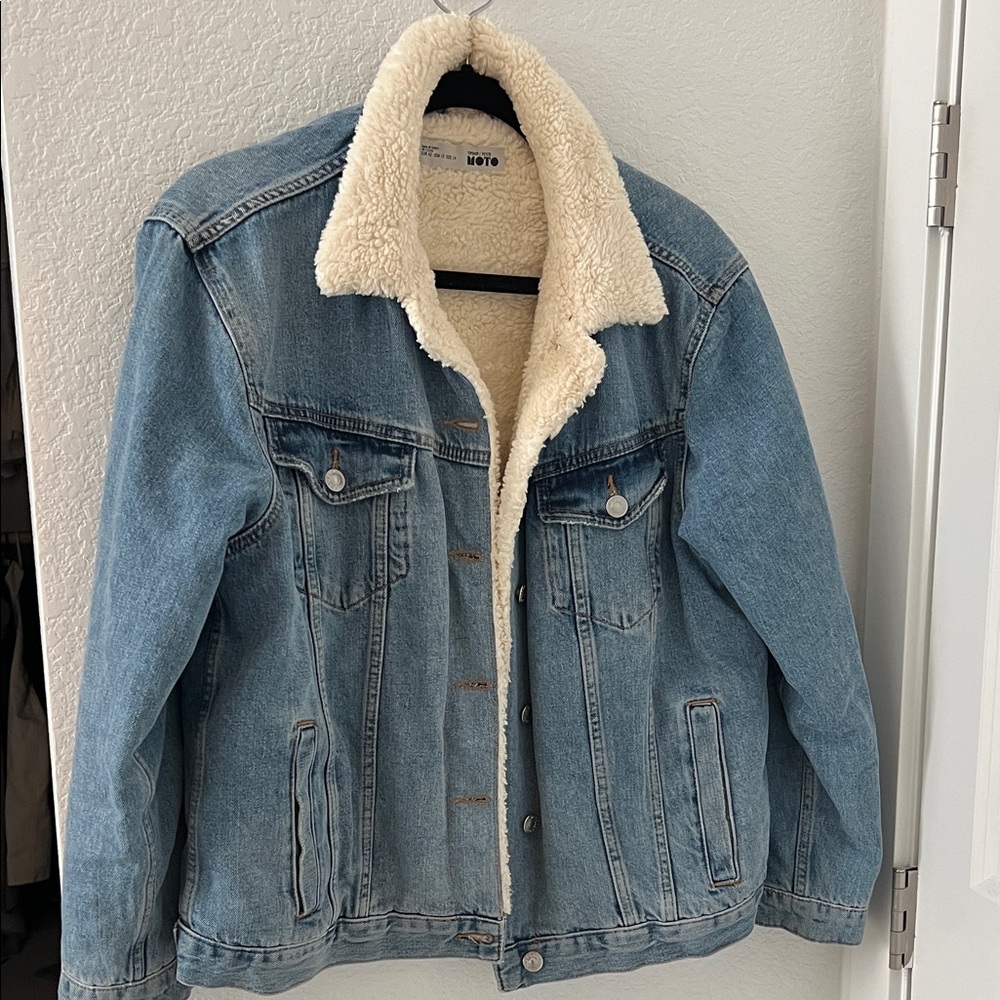 Topshop Moto Cream Sherpa Jacket